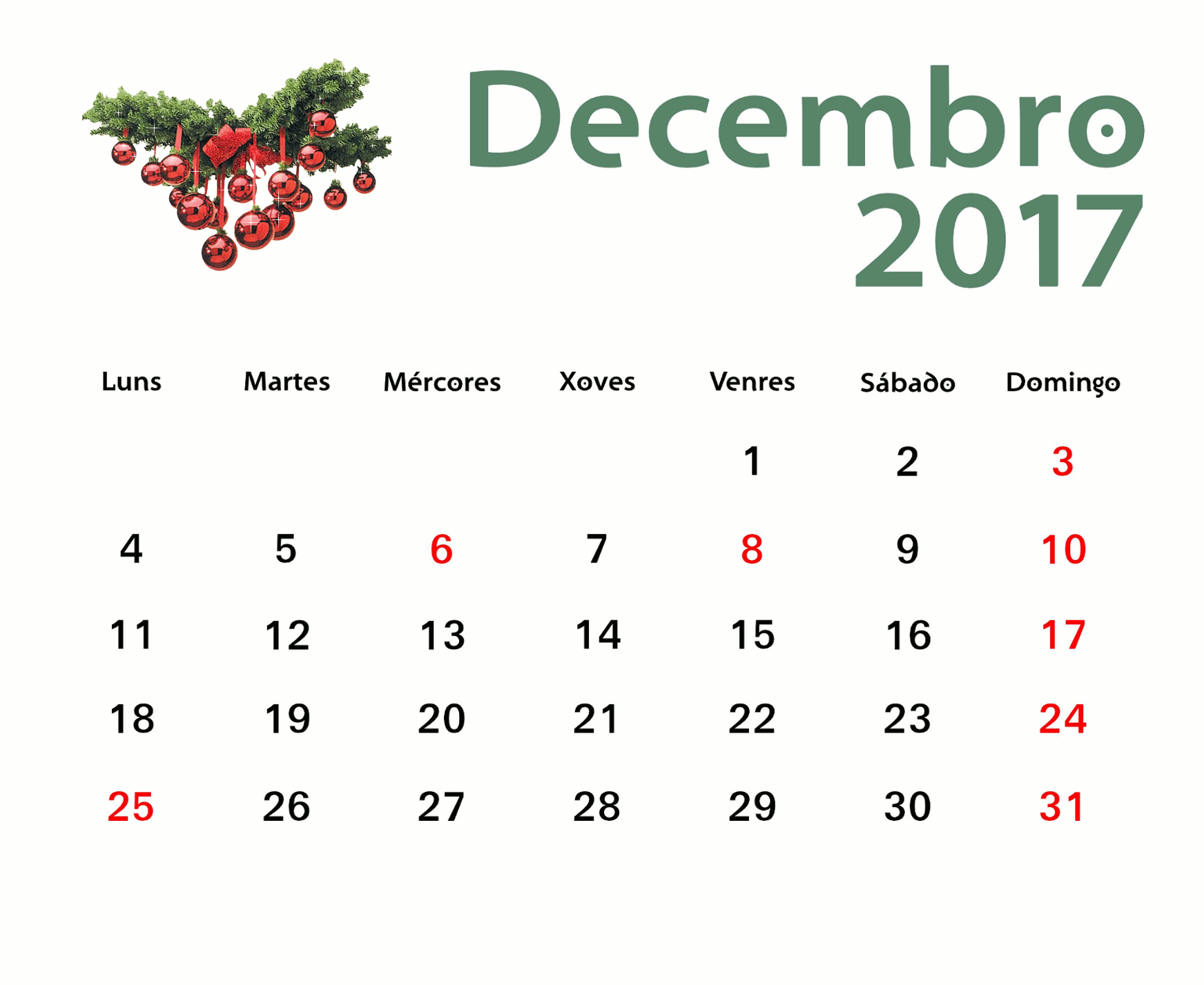 Abrimos na Ponte de Decembro!! – Calendario de apertura para as festas